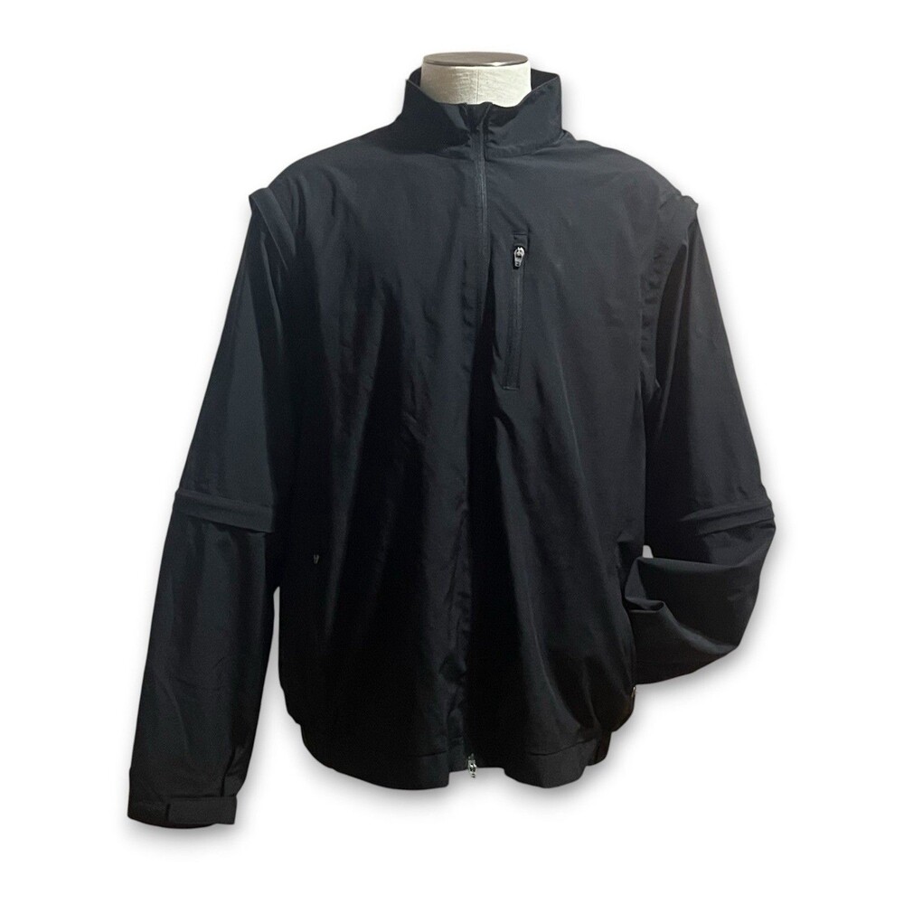 Walter Hagen Jacket Mens XL Black Hydro Halt Convertible 3-in-1 Windbreaker Golf
